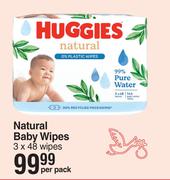 Huggies Natural Baby Wipes 3 x 48 Wipes-Per Pack