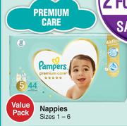 Pampers Premium Care Nappies Value Pack Sizes 1-6-For 2