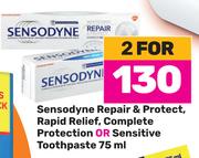 Sensodyne Repair & Protect, Rapid Relief, Complete Protection Or Senitive Toothpaste-For 2 x 75ml