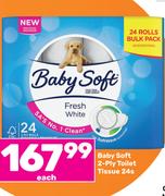Baby Soft 2-Ply Toilet Tissue-24's Pack Each