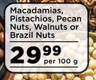 Nuggles Macadamias, Pistachios, Pecan Nuts, Walnuts Or Brazil Nuts-Per 100g