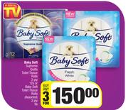 Baby Soft Supreme Quilts Toilet Tissue Rolls 2 Ply-12s Or Baby Soft Tissue Rolls 2 Ply 9s-For 3
