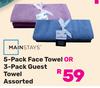 Mainstays 5 Pack Face Towel Or 3 Pack Guest Towel Assorted