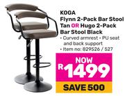 Koga Flynn 2 Pack Bar Stool Tan Or Hugo 2 Pack Bar Stool Black