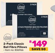 Always Home 2 Pack Pinsonic Quilted Ball Fibre Pillows