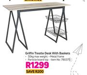 Griffin Trestle Desk With Baskets