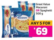 Great Value Macaroni Or Spaghetti-For 5 x 500g