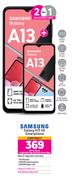 2 x Samsung Galaxy A13 4G Smartphone-On 1.2GB Red Top Up Core More Data + On Promo 70