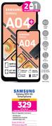 2 x Samsung Galaxy A04 4G Smartphone-On 1.2GB Red Top Up Core More Data + On Promo 70