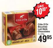 Cote D'Or Bouchee Lait Melk Chocolates-4 x 25g