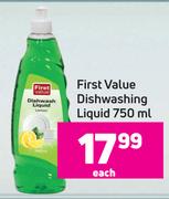 First Value Dishwashing Liquid- 750ml Each