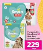 Pamper Active New Baby Pants Or New Baby (Assorted Sizes)-Each
