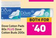 Dove Cotton Pads 80's Plus Dove Cotton Buds 200's-For Both