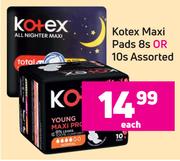 Kotex Maxi Pads Assorted-8's Or 10's Pack Each