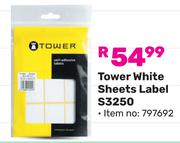 Tower White Sheet Label S3250