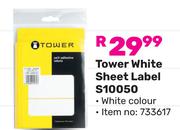 Tower White Sheet Label S10050 
