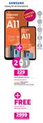 2 x Samsung Galaxy A11 4G Smartphone-On Red Flexi 125 + On Promo 65x24