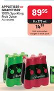 Appletiser Or Grapetiser 100% Sparkling Fruit Juice (All Variants)-6 x 275ml
