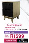 Steel&Rose Titus Black & Brown Pedestal (2 Drawer) 10282311001
