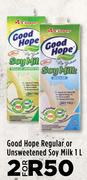 Good Hope Regular Or Unsweetened Soy Milk-For 2 x 1L