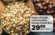 Nuggles Chocolate Coated Hazelnuts, Almonds Or Brazil Nuts-Per 100g