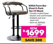 Koga Flynn Bar Stool 2 Pack Tan Or Black-Per Pack