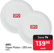 Aro Paper Plates 230mm-100's Pack Each