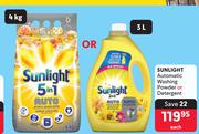 Sunlight Automatic Washing Powder 4Kg Or Detergent 3Ltr-Each