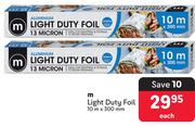M Light Duty Foil-10m X 300mm Each
