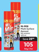 Mr Min Multi Surface Aerosol ( All Variants)-For Any 2 x 400ml