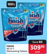 Finish All-In-1 Dishwashing Tablets-100's Pack Each