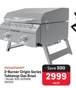 Megamaster 2-Burner Original Series Tabletop Gas Braai 820-0033MB-Each