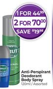 Brut Anti Perspirant Deodorant Body Spray Assorted-120ml