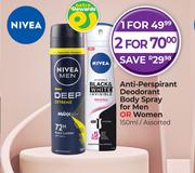 Nivea Anti Perspirant Deodorant Body Spray For Men Or Women Assorted-150ml