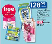 Dorco Shai For Women Or Pace For Men Razor With Handle Free With 4 Cartridges-Per Offer