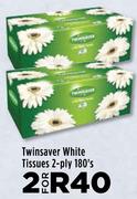 Twinsaver White Tissue 2 Ply 180's Pack-For 2