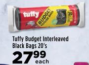 Tuffy Budget Interleaved Black Bags-20's Pack Each