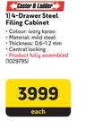 Castor & Ladder 4 Drawer Steel Filing Cabinet-Each