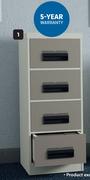 Castor & Ladder 4 Drawer Steel Filing Cabinet-Each