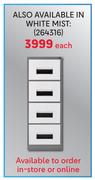 Castor & Ladder 4 Drawer Steel Filing Cabinet-Each