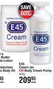 E45 Cream Jar Or Body Cream Pump 500g-Each