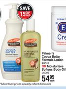 Palmer's Cocoa Butter Formula Lotion 400ml Or Moisturizes Softens Body Oil 250ml-Each