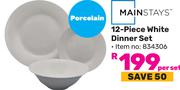 Mainstays 12 Piece White Dinner Set-Per Set