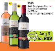 1659 Red, Sauvignon Blanc Or Natural Sweet Rose-Any 3 x 750ml