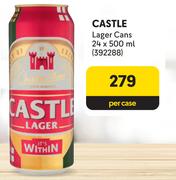 Castle Lager Cans-24 x 500ml Per Case