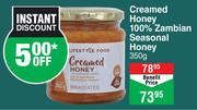 Lifestyle Foods Creamed Honey 100% Zambian Seasonal Honey-350g