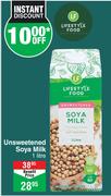 Lifestyle Foods Unsweetened Soya Milk-1Ltr