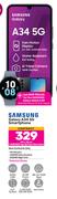 Samsung Galaxy A34 5G Smartphone-On 1.2GB Red Top Up Core More Data