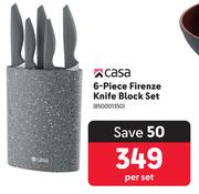 Casa 6-Piece Firenze Knife Block Set 850001350-Per Set