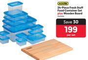 Addis 24-Piece Fresh Stuff Food Container Set Plus Wooden Board 340306-Per Set